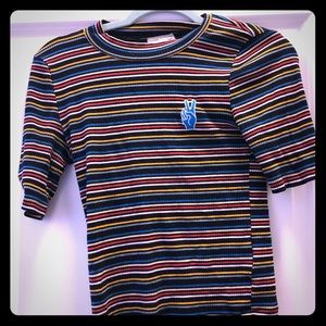 Striped peace crop top